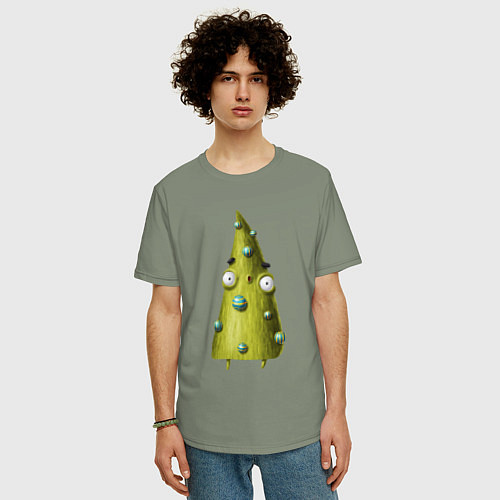 Мужская футболка оверсайз Удивленная елочка / Авокадо – фото 3