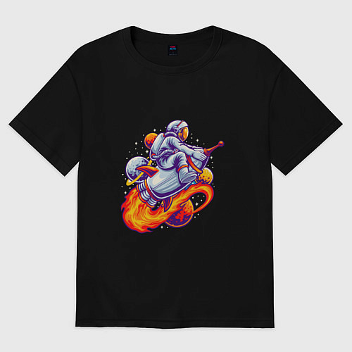 Мужская футболка оверсайз Space Fire / Черный – фото 1
