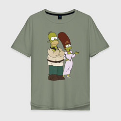 Мужская футболка оверсайз Homer and Marge in Shrek