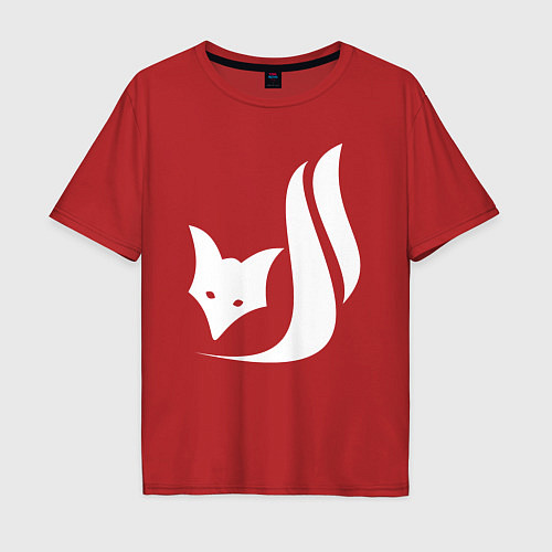 Мужская футболка оверсайз Лиса схематичное лого / Красный – фото 1