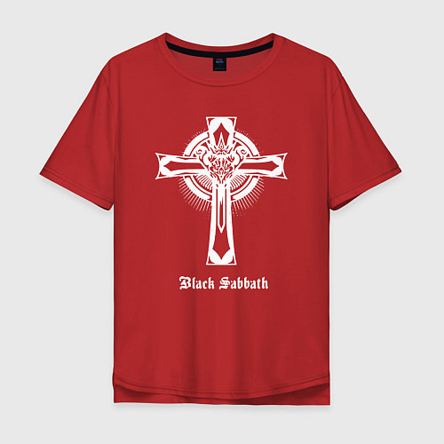 Мужская футболка оверсайз Black sabbath крест / Красный – фото 1