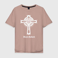 Футболка оверсайз мужская Black sabbath крест, цвет: пыльно-розовый