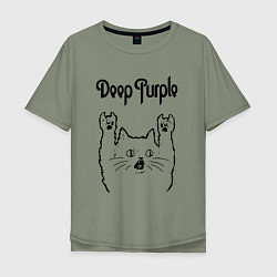 Футболка оверсайз мужская Deep Purple - rock cat, цвет: авокадо