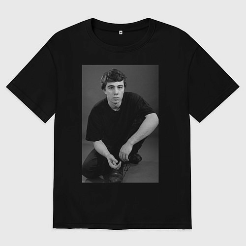 Мужская футболка оверсайз Актёр Сергей Бодров-младший / Черный – фото 1