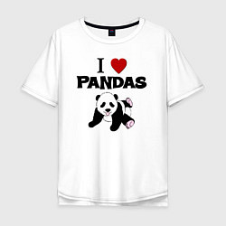 Футболка оверсайз мужская I love Panda - люблю панд, цвет: белый