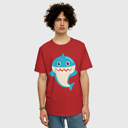 Мужская футболка оверсайз Милая акулa / Красный – фото 3
