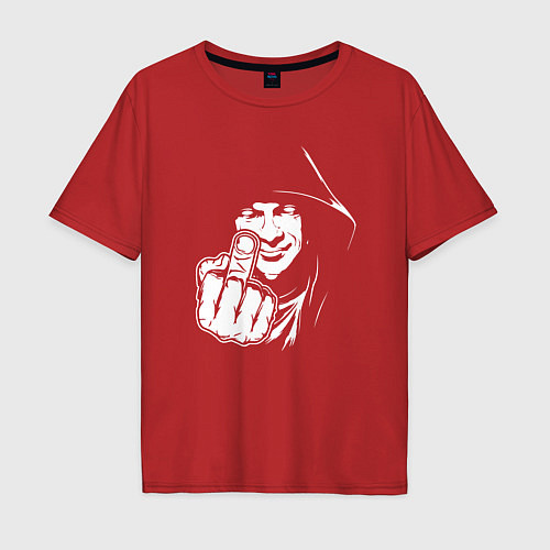 Мужская футболка оверсайз Человек с факом / Красный – фото 1