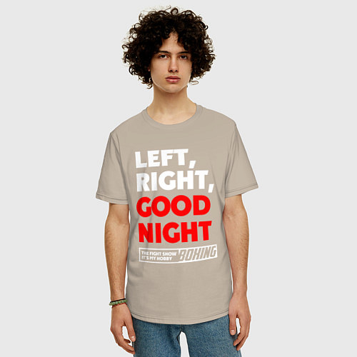 Мужская футболка оверсайз Left righte good night / Миндальный – фото 3