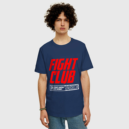 Мужская футболка оверсайз Fight club boxing / Тёмно-синий – фото 3