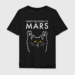 Футболка оверсайз мужская Thirty Seconds to Mars rock cat, цвет: черный