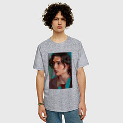 Футболка оверсайз мужская Timothee Chalamet fan art, цвет: меланж — фото 2