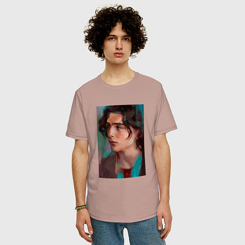 Мужская футболка оверсайз Timothee Chalamet fan art / Пыльно-розовый – фото 3