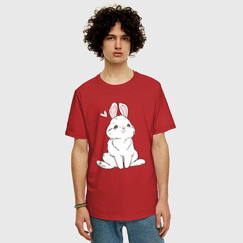 Мужская футболка оверсайз Милый кролик-символ года / Красный – фото 3