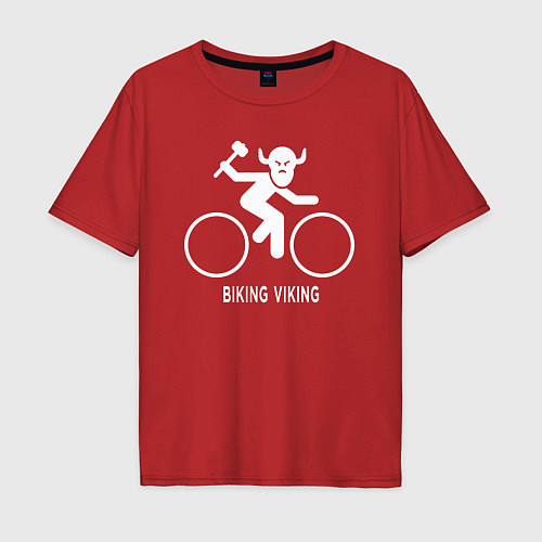 Мужская футболка оверсайз Велосипед - Викинг / Красный – фото 1