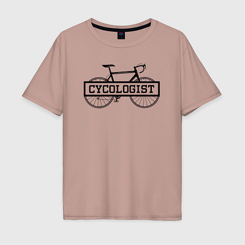 Мужская футболка оверсайз Cycologist - велосипедист / Пыльно-розовый – фото 1