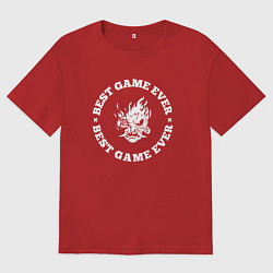 Футболка оверсайз мужская Символ Cyberpunk 2077 и круглая надпись best game, цвет: красный