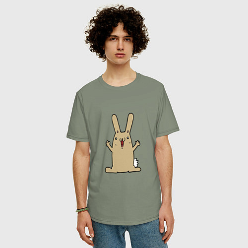Мужская футболка оверсайз Rabbit - Smile / Авокадо – фото 3