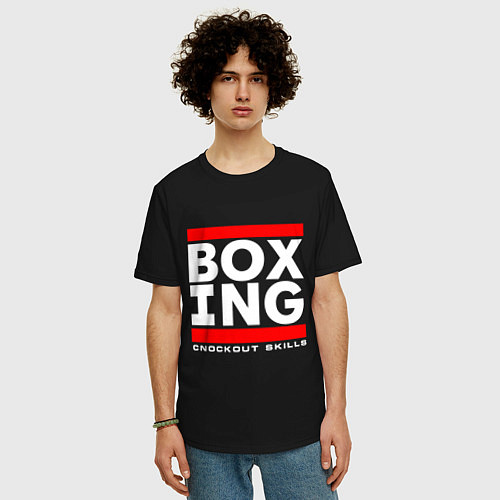 Мужская футболка оверсайз Boxing cnockout skills light / Черный – фото 3