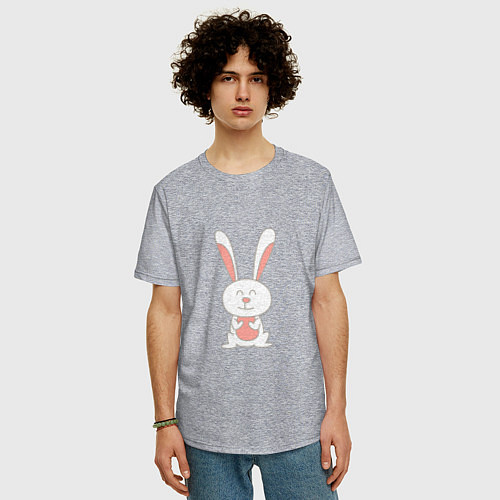 Мужская футболка оверсайз Smiling Rabbit / Меланж – фото 3