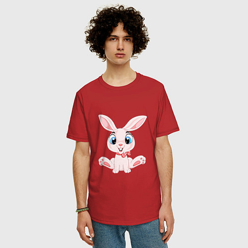Мужская футболка оверсайз Baby - Rabbit / Красный – фото 3