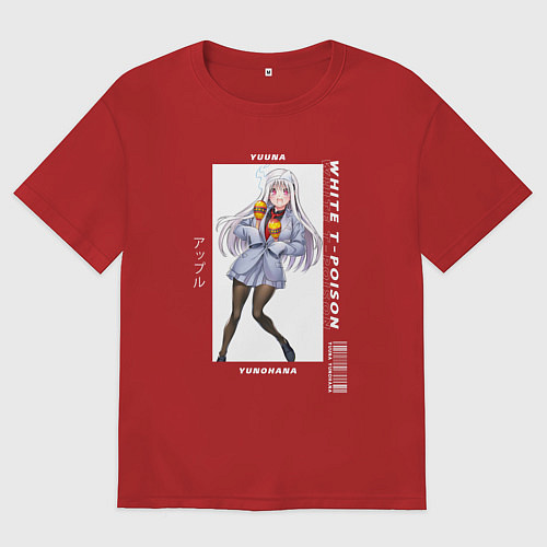 Мужская футболка оверсайз Юна с маракасами - Юна из гостиницы Юраги / Красный – фото 1