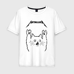 Футболка оверсайз мужская Metallica - rock cat, цвет: белый