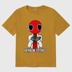 Футболка оверсайз мужская Радужные друзья - Красный, цвет: горчичный