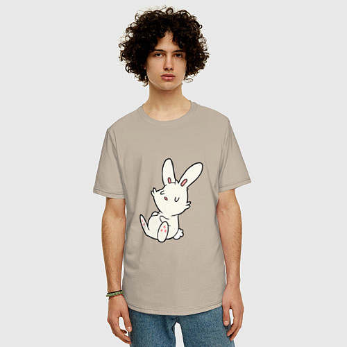 Мужская футболка оверсайз Сытый кролик / Миндальный – фото 3