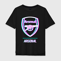 Футболка оверсайз мужская Arsenal FC в стиле glitch, цвет: черный