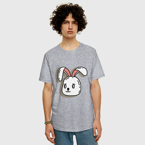 Мужская футболка оверсайз Bunny Face / Меланж – фото 3