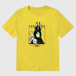 Футболка оверсайз мужская Тигнари в квадрате, цвет: желтый