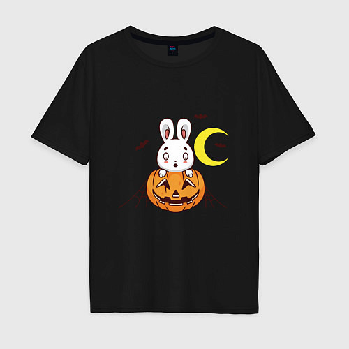 Мужская футболка оверсайз Кролик - Хэллоуин / Черный – фото 1