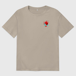 Футболка оверсайз мужская Лого Самурай из Киберпанка 2077, цвет: миндальный