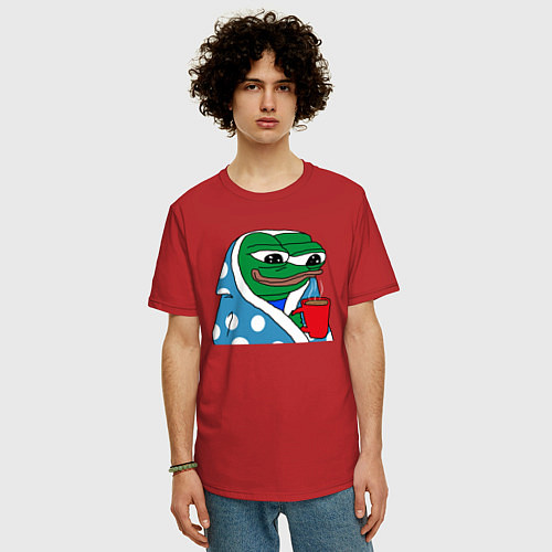 Мужская футболка оверсайз Frog Pepe мем / Красный – фото 3