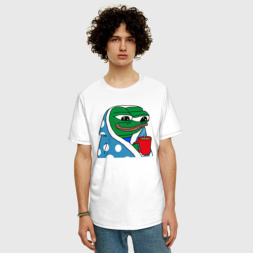 Мужская футболка оверсайз Frog Pepe мем / Белый – фото 3