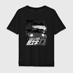 Футболка оверсайз мужская Initial d аниме про дрифт, цвет: черный