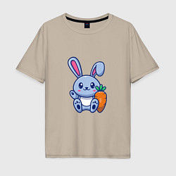 Футболка оверсайз мужская Заяц с морковкой, цвет: миндальный