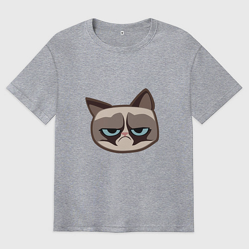 Мужская футболка оверсайз Мем недовольный кот / Меланж – фото 1