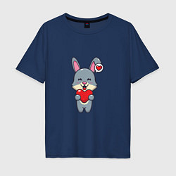 Футболка оверсайз мужская Lover Bunny, цвет: тёмно-синий
