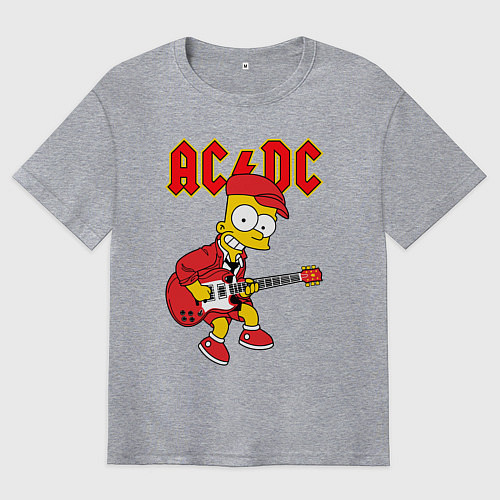 Мужская футболка оверсайз AC DC Барт Симпсон / Меланж – фото 1