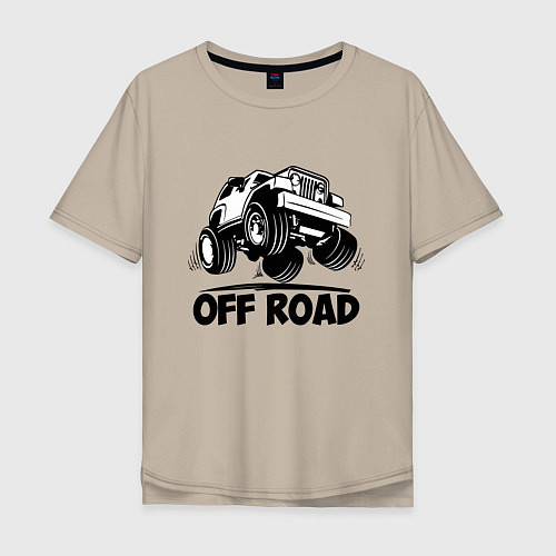 Мужская футболка оверсайз Off road - Jeep Chrysler / Миндальный – фото 1