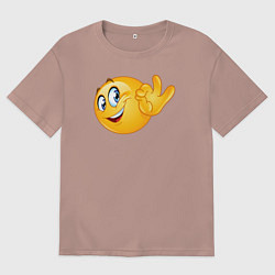 Футболка оверсайз мужская Эмодзи - ОК, цвет: пыльно-розовый
