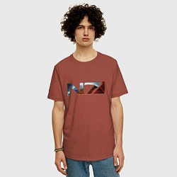 Футболка оверсайз мужская Mass Effect N7 -Shooter, цвет: кирпичный — фото 2