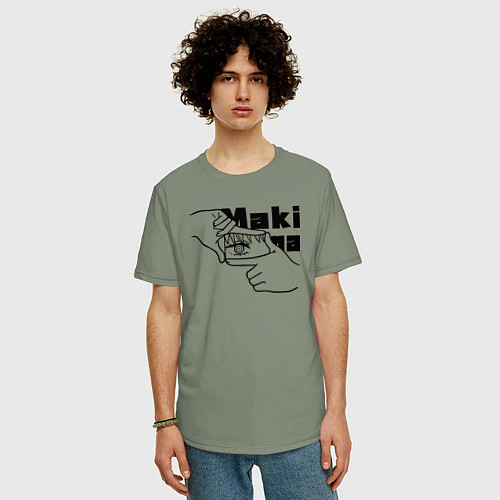 Мужская футболка оверсайз Глаза Макимы / Авокадо – фото 3