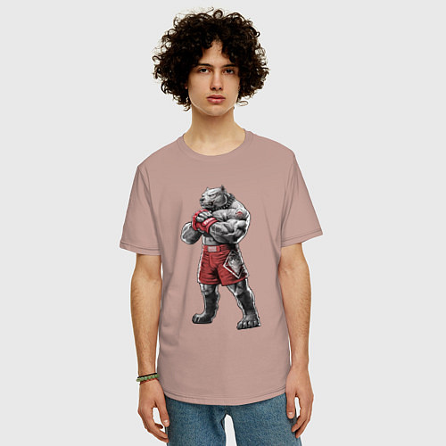 Мужская футболка оверсайз Питбуль - Смешанные единоборства - MMA / Пыльно-розовый – фото 3