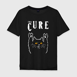 Футболка оверсайз мужская The Cure rock cat, цвет: черный