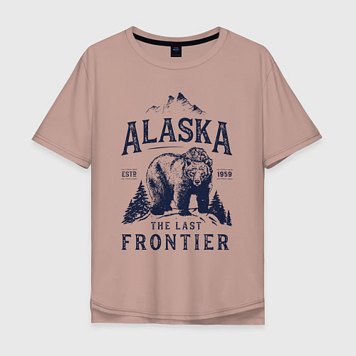 Мужская футболка оверсайз Аляска - Последний рубеж / Пыльно-розовый – фото 1