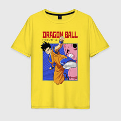 Футболка оверсайз мужская Dragon Ball - Сон Гоку - Удар, цвет: желтый