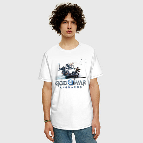Мужская футболка оверсайз Битва с Фрейей GoW Ragnarok / Белый – фото 3