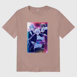 Футболка оверсайз мужская Trigger - Семёрка идолов, цвет: пыльно-розовый